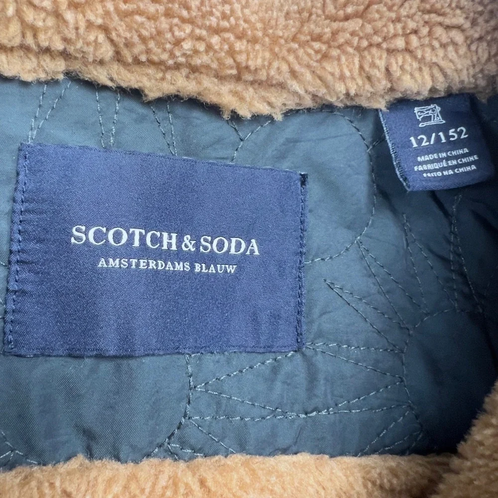 Scotch & Soda Amsterdam Blauw Denim Trucker Jacket Youth 12 152 Teddy Fleece